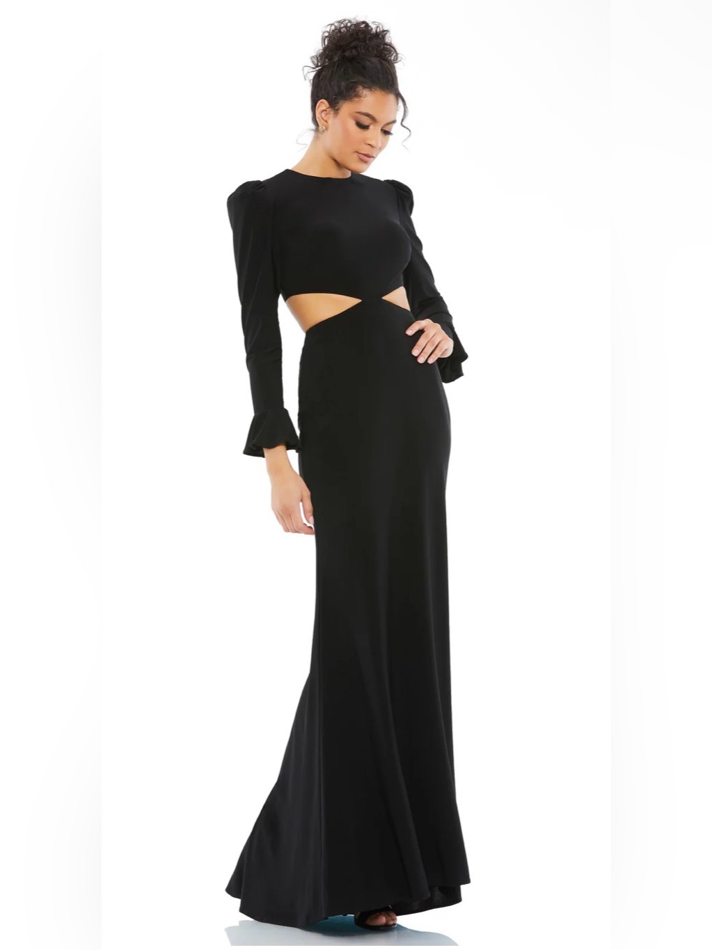 Mac Duggal Black Long-Sleeve Cutout Evening Gown #67644